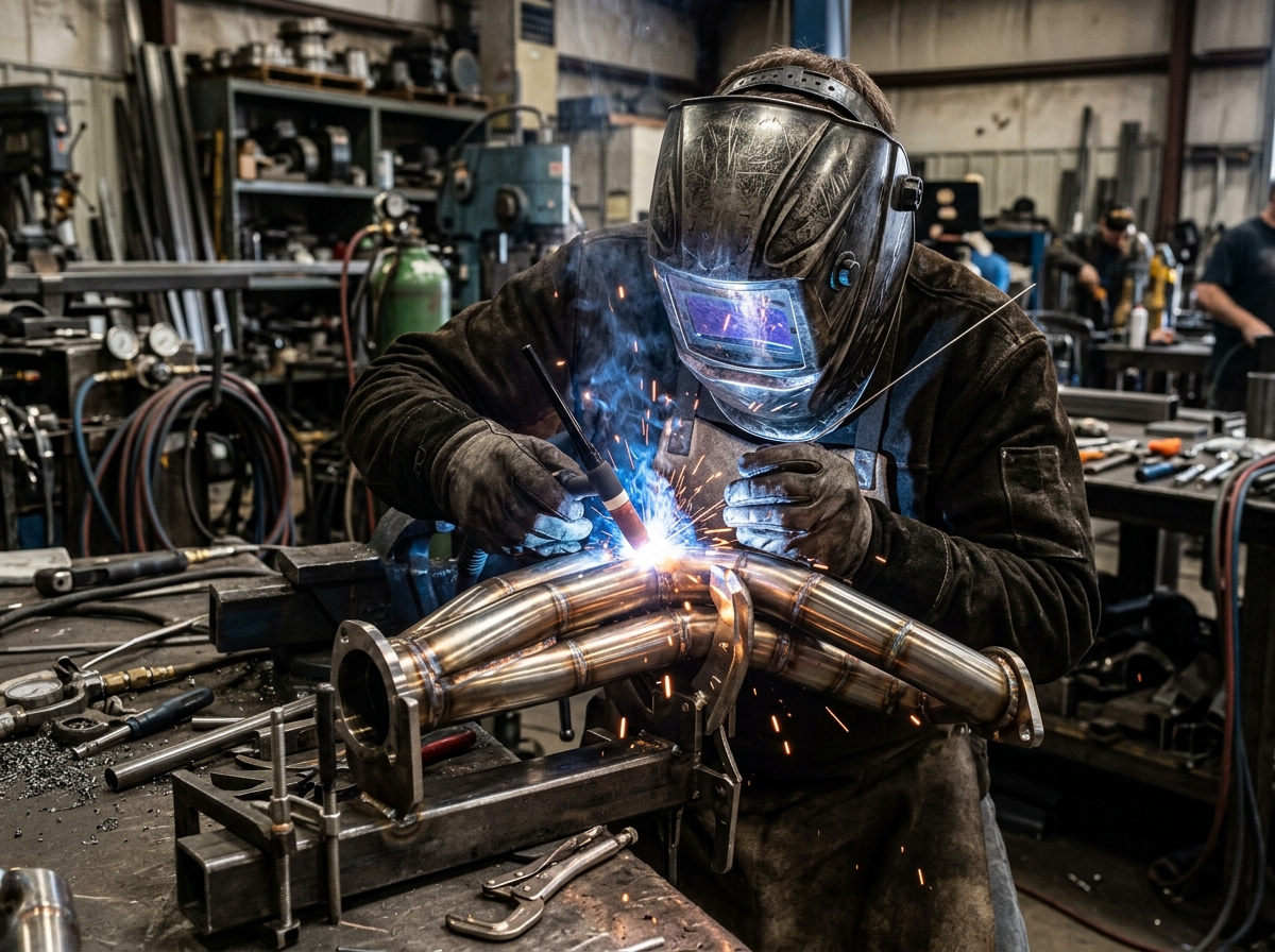 Master Craftsman TIG Welding Stainless Steel in Workshop